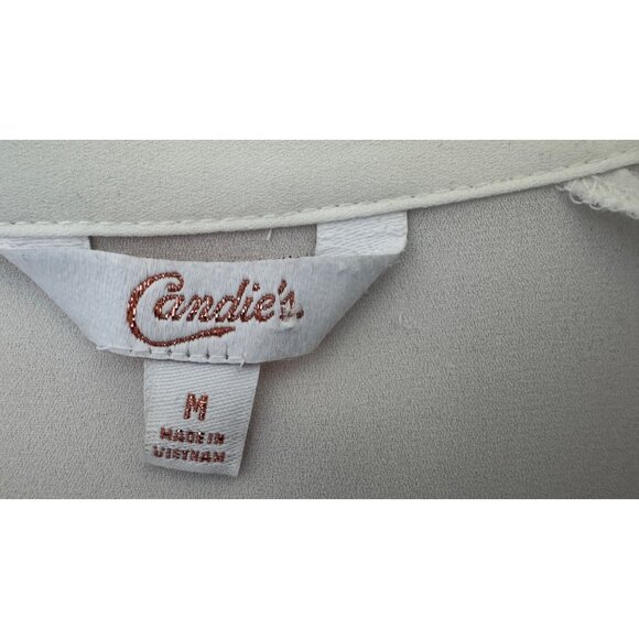 2/$30 Candies M White Sleeveless Button-Up Blouse With Sheer Detail - Picture 5 of 16